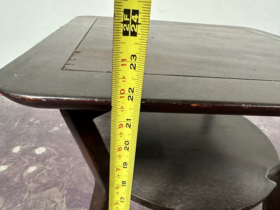 Vintage Mid-Century Modern Atomic Wooden Side Table By Weiman Tables Heirloom 295-2480 22'W X 22'D X 22'H [Photo 14]