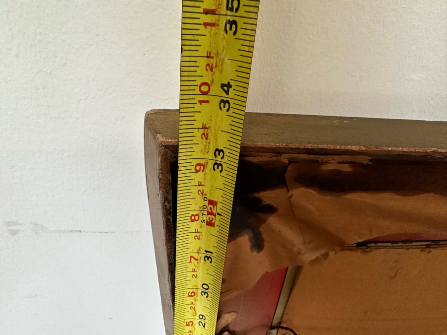 Original Vintage Mid-Century Modern Hand Painting By Carlo Of Hollywood With Original Wooden Atomic Forced Perspective/Angular Frame 52'W X 32'H [Photo 12]