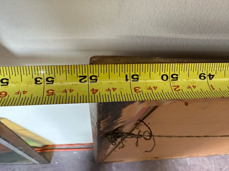 Original Vintage Mid-Century Modern Hand Painting By Carlo Of Hollywood With Original Wooden Atomic Forced Perspective/Angular Frame 52'W X 32'H [Photo 11]