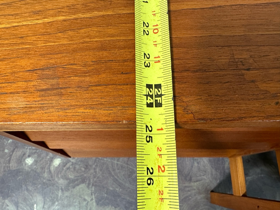 Teak Veneered Desk With Teak Chair (Top Right Of Desk Needs To Be Screwed To Base) 48”W X 25”D X 29”H [Photo 16]