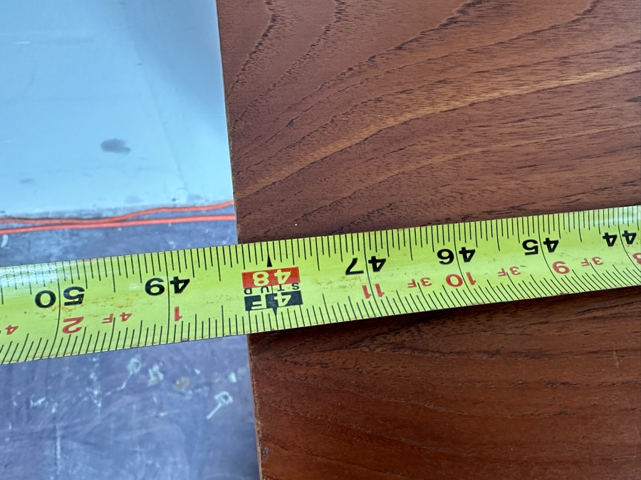 Teak Veneered Desk With Teak Chair (Top Right Of Desk Needs To Be Screwed To Base) 48”W X 25”D X 29”H [Photo 15]