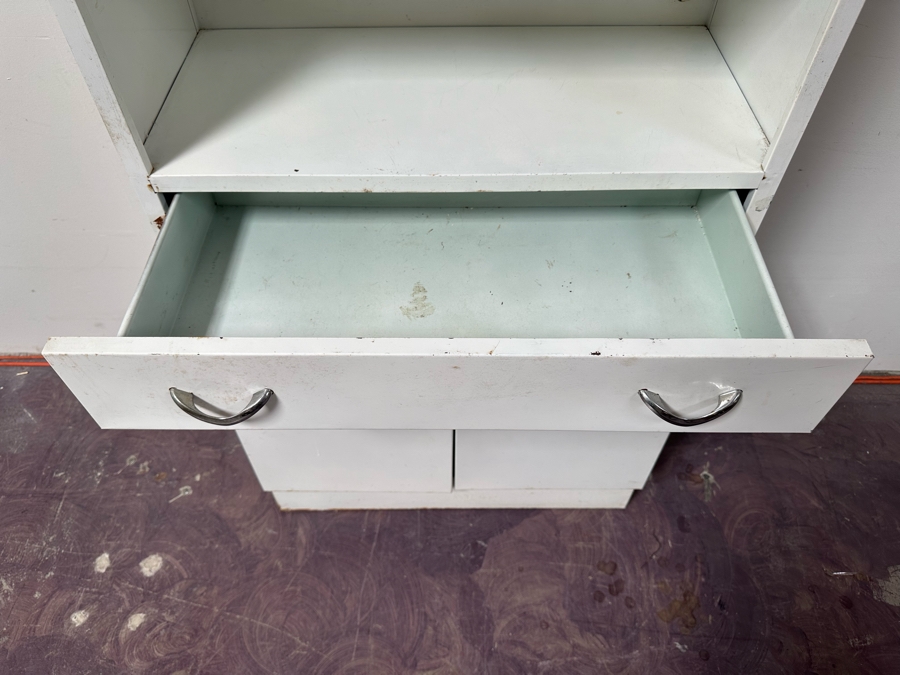 Vintage White Metal Kitchen Cabinet Hutch 30”W X 14”D X 66”H [Photo 3]