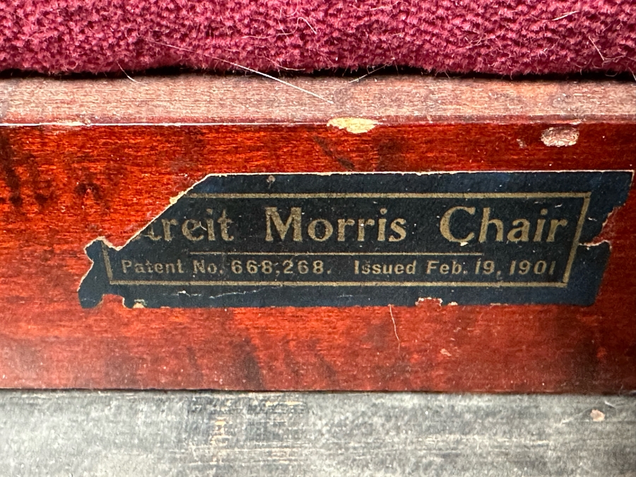 Streit Morris Chair Reclining With Foot Rest Patented 1901 With Original Tag 31”W X 35”D X 29”H [Photo 2]
