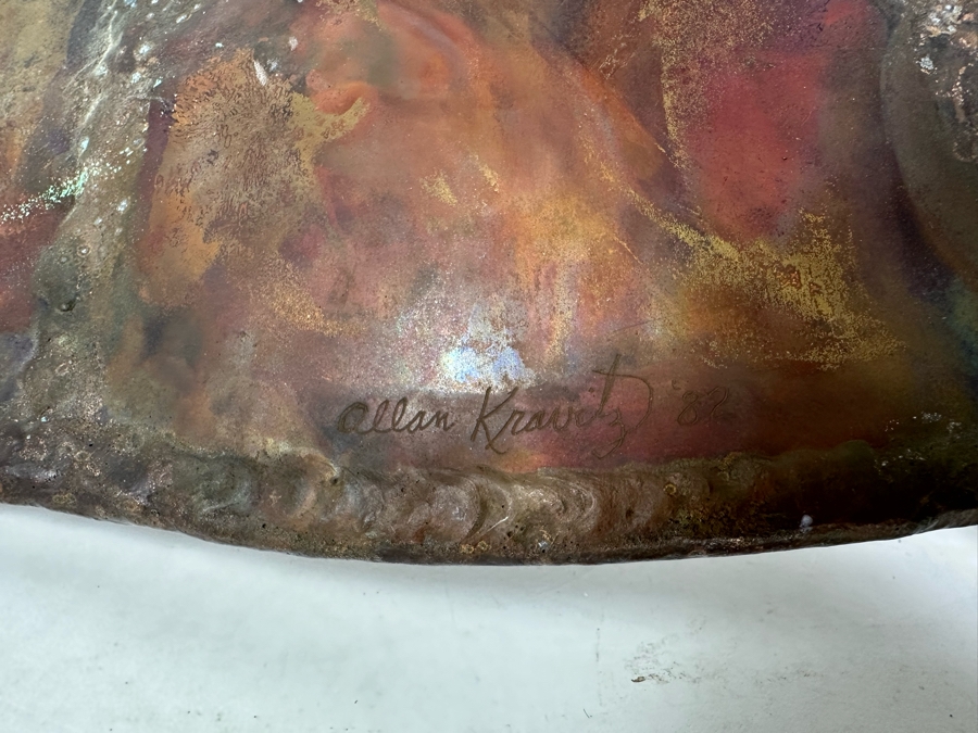 Signed Allan Kravitz 1982 Copper Metal Bird Wall Sculpture 42'W X 4.5'D X 14'H [Photo 4]