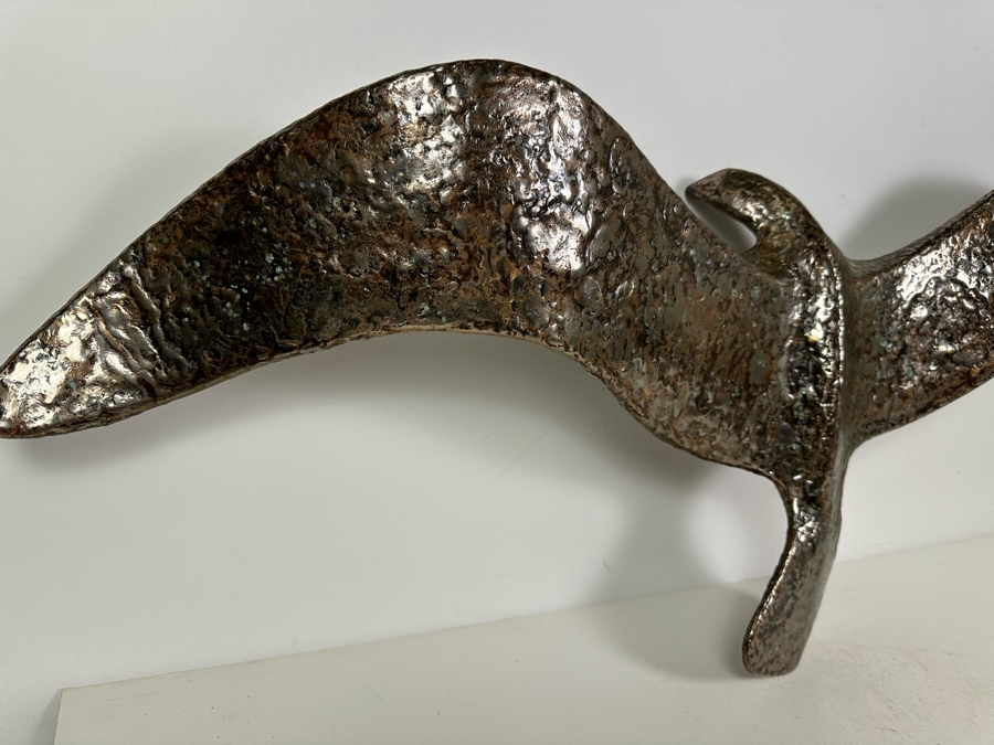 Signed Allan Kravitz 1982 Copper Metal Bird Wall Sculpture 42'W X 4.5'D X 14'H [Photo 3]