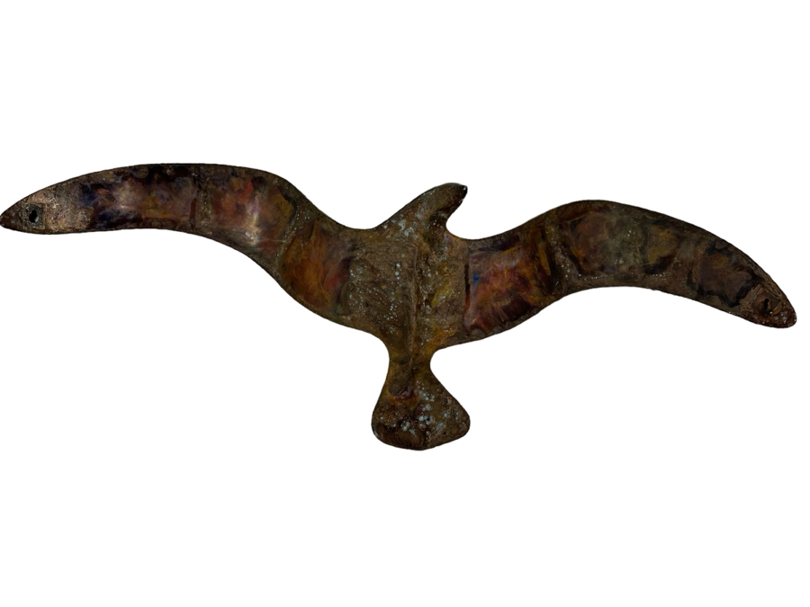 Signed Allan Kravitz 1982 Copper Metal Bird Wall Sculpture 42'W X 4.5'D X 14'H [Photo 8]