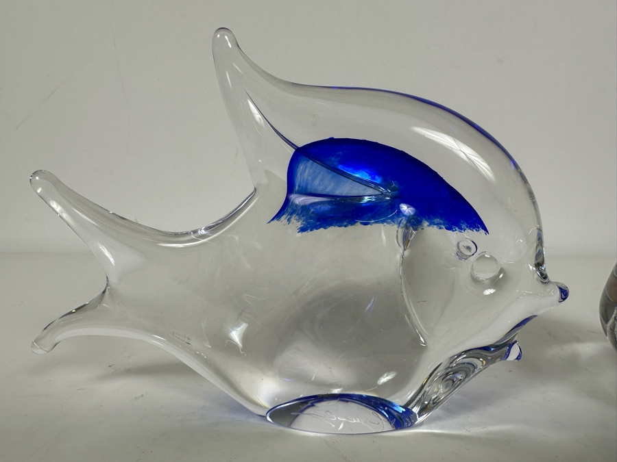 Vintage Swedish Marcolin Glass Fish & Owl Figurine 4'H [Photo 2]