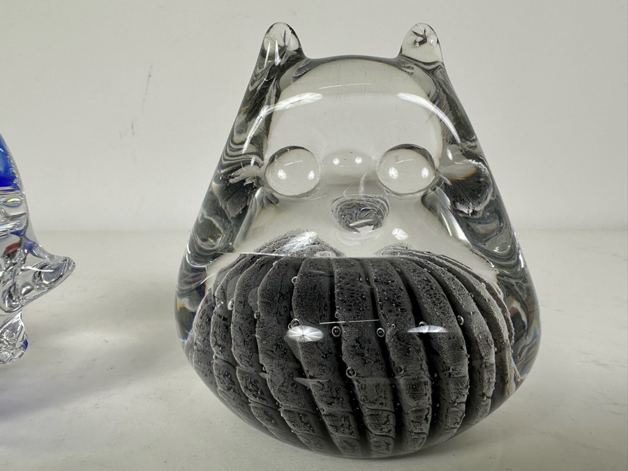 Vintage Swedish Marcolin Glass Fish & Owl Figurine 4'H [Photo 3]
