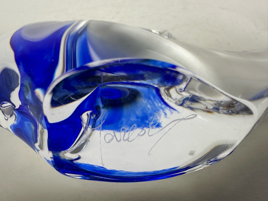 Vintage Swedish Marcolin Glass Fish & Owl Figurine 4'H [Photo 5]