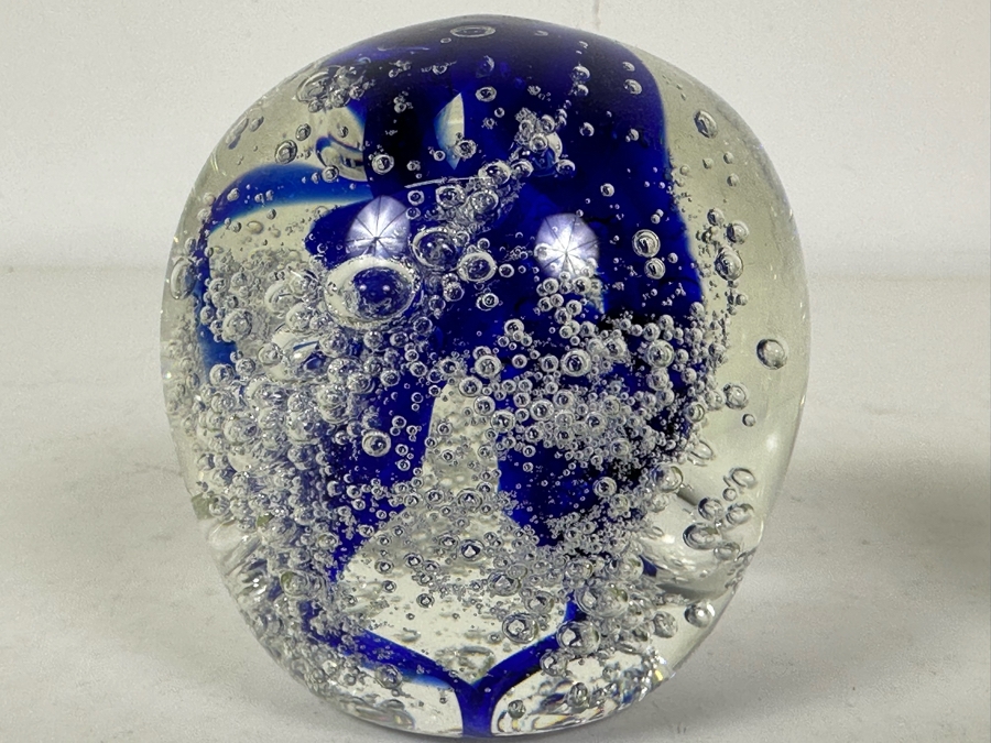 Pair Of Signed Art Glass Paperweights 3'H [Photo 10]