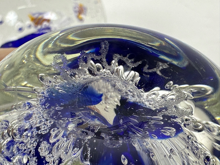 Pair Of Signed Art Glass Paperweights 3'H [Photo 12]