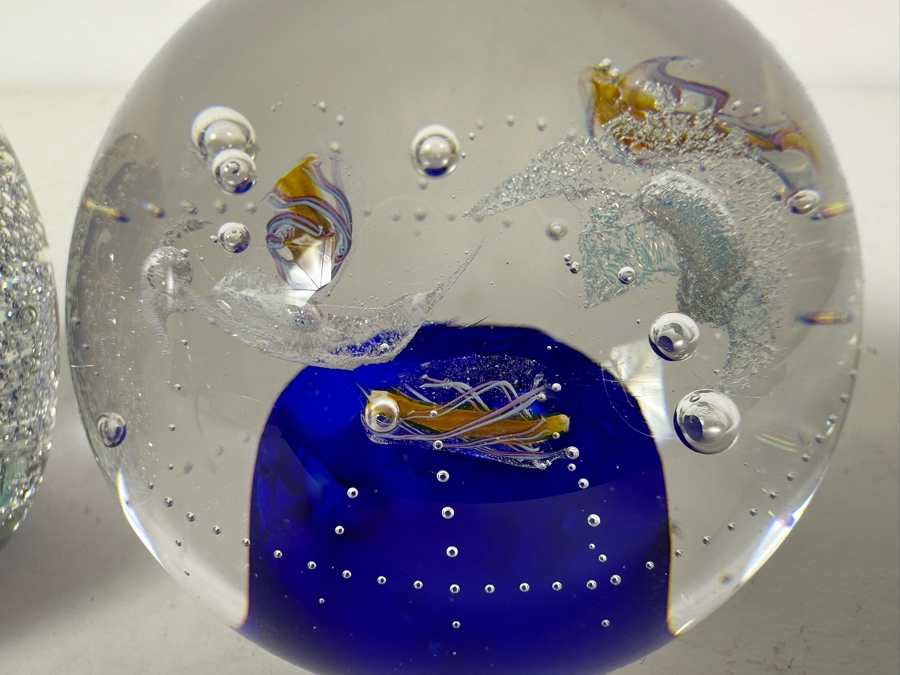 Pair Of Signed Art Glass Paperweights 3'H [Photo 3]