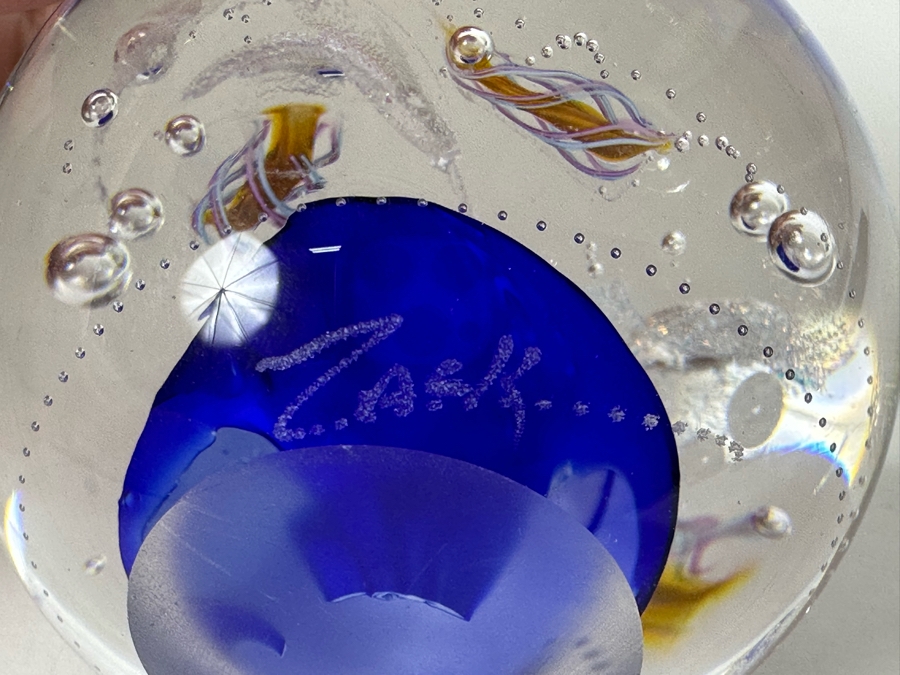 Pair Of Signed Art Glass Paperweights 3'H [Photo 6]