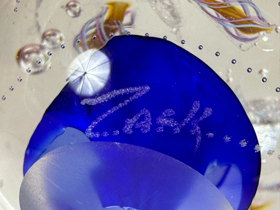 Pair Of Signed Art Glass Paperweights 3'H [Photo 7]