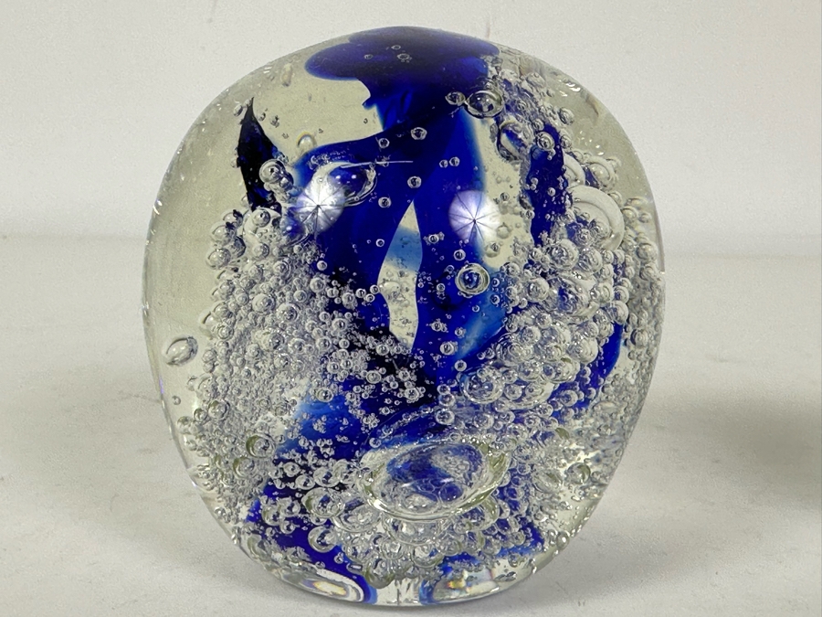 Pair Of Signed Art Glass Paperweights 3'H [Photo 8]