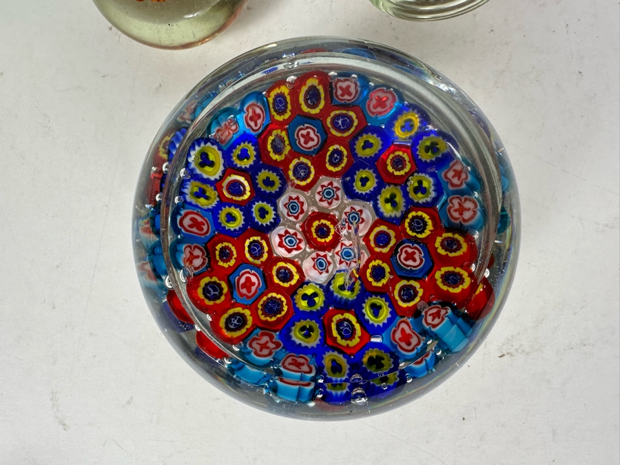 Three Vintage Millefiori Glass Paperweights 2.75'H [Photo 8]