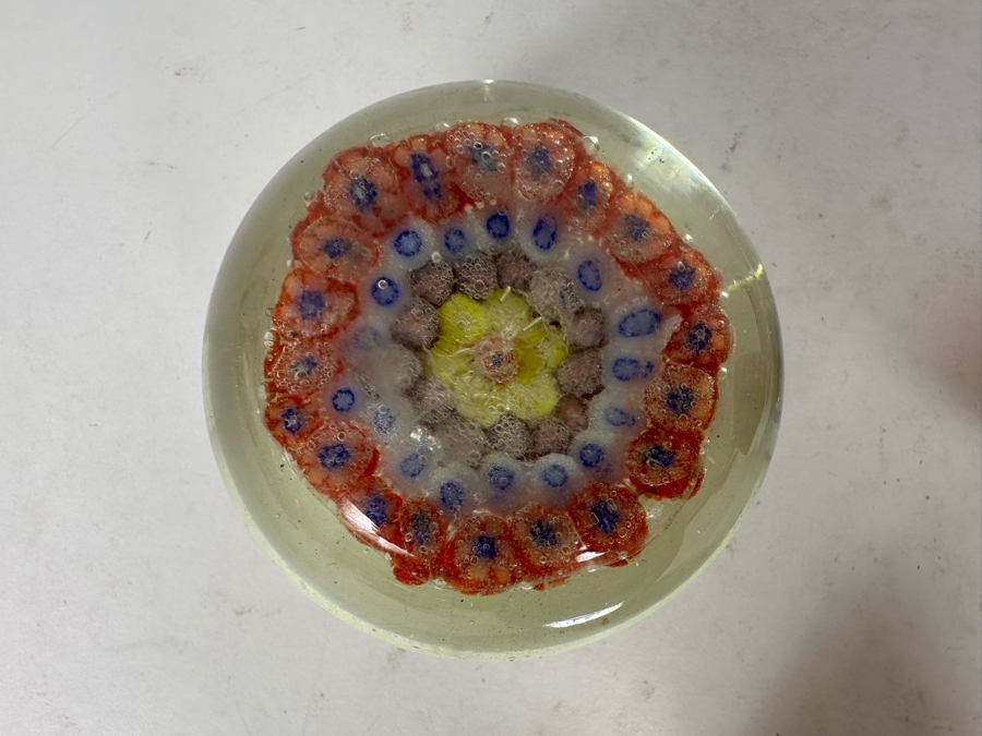 Three Vintage Millefiori Glass Paperweights 2.75'H [Photo 9]
