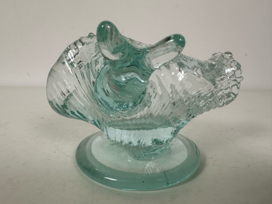 Vintage Signed Chris Funk Pheonix Studios Art Glass Dolphin Riding Wave Figurine 5.5'W X 5.5'D X 3.5'H [Photo 8]