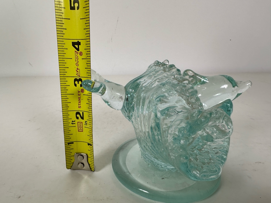 Vintage Signed Chris Funk Pheonix Studios Art Glass Dolphin Riding Wave Figurine 5.5'W X 5.5'D X 3.5'H [Photo 12]