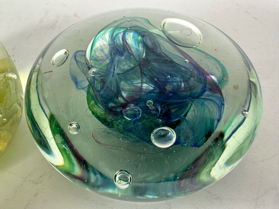 Pair Of Signed Art Glass Paperweights [Photo 2]