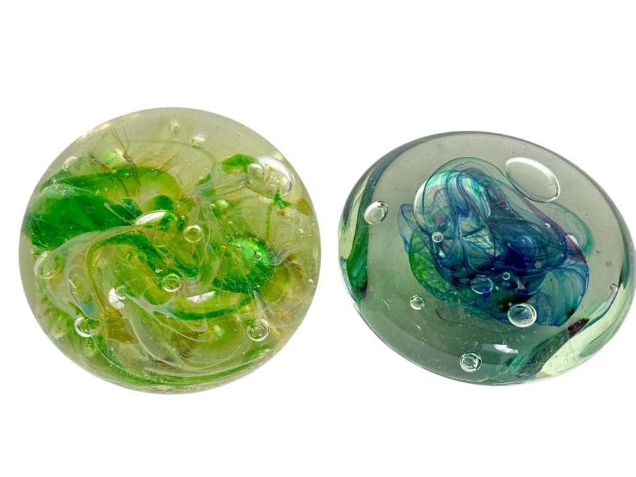 Pair Of Signed Art Glass Paperweights [Photo 1]