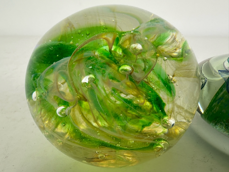 Pair Of Signed Art Glass Paperweights [Photo 4]