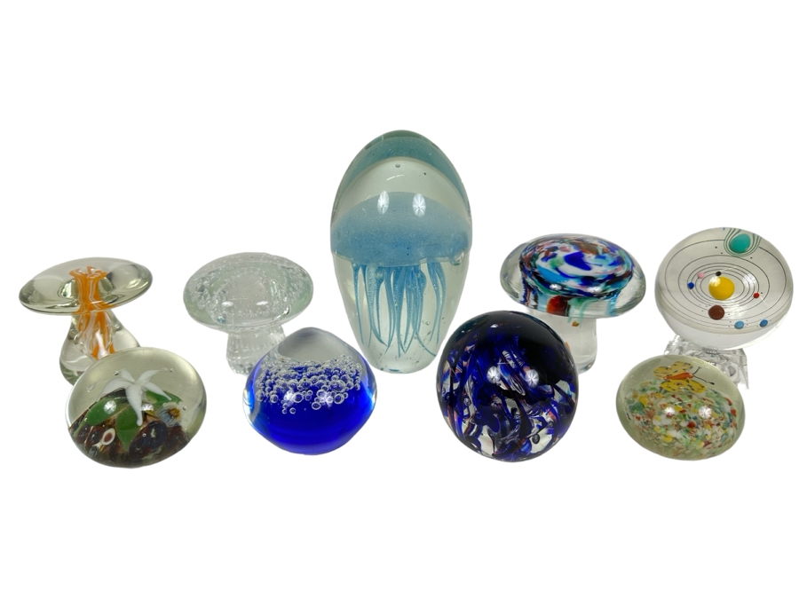 Nine Glass Paperweights