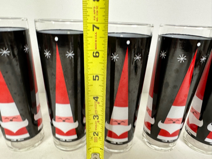 Seven Vintage Libbey Glass Company Holt-Howard Santa Claus Barware Glasses 7'H [Photo 5]
