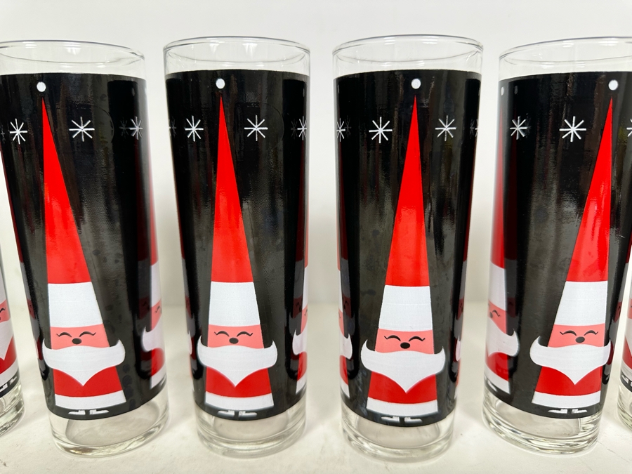 Seven Vintage Libbey Glass Company Holt-Howard Santa Claus Barware Glasses 7'H [Photo 2]