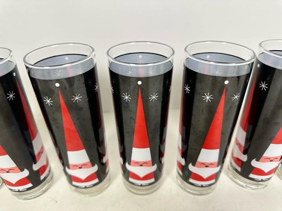Seven Vintage Libbey Glass Company Holt-Howard Santa Claus Barware Glasses 7'H [Photo 4]