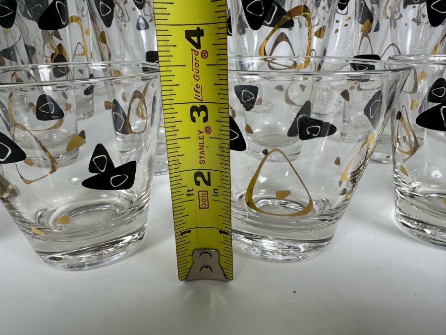 Large Set Of Mid Century Atomic Federal Glass Glassware Barware Glasses 36 Pieces