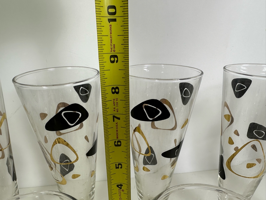 Large Set Of Mid-Century Atomic Federal Glass Glassware Barware Glasses 36 Pieces [Photo 9]