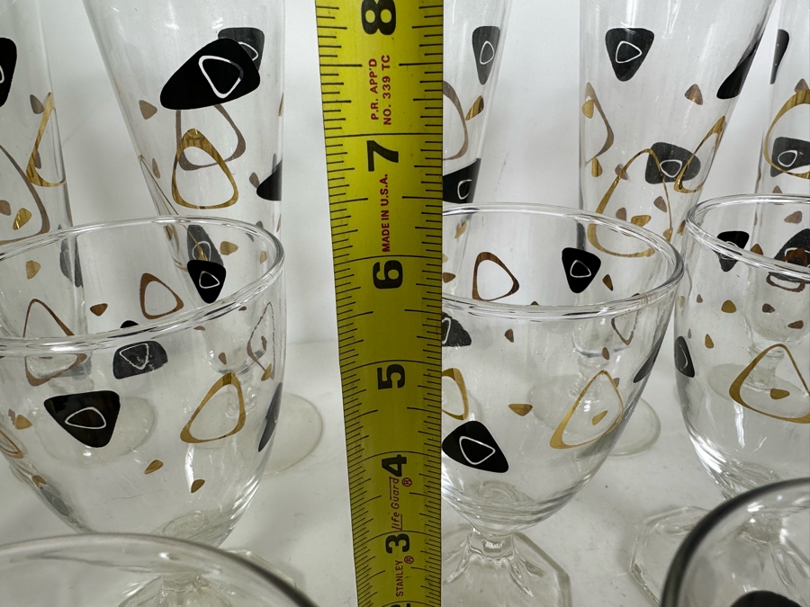 Large Set Of Mid-Century Atomic Federal Glass Glassware Barware Glasses 36 Pieces [Photo 8]