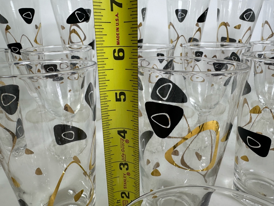 Large Set Of Mid-Century Atomic Federal Glass Glassware Barware Glasses 36 Pieces [Photo 7]