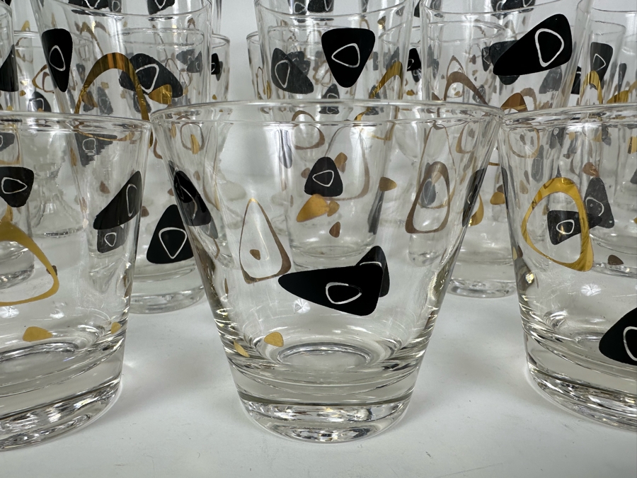 Large Set Of Mid-Century Atomic Federal Glass Glassware Barware Glasses 36 Pieces [Photo 2]