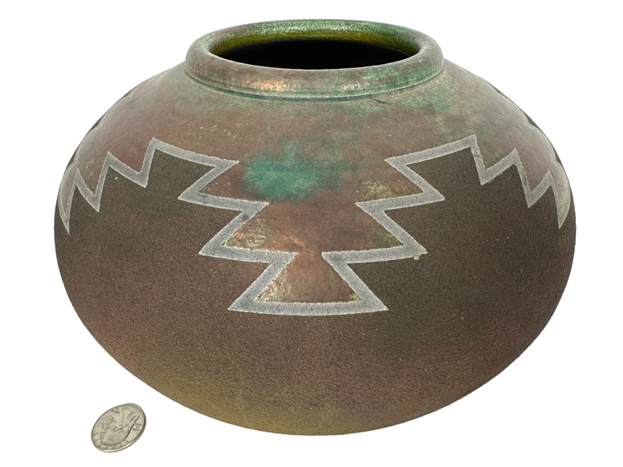 Vintage Art Pottery Vase Canyon Collection Sedona Arizona Artist Signed 9'W X 6.25'H [Photo 1]
