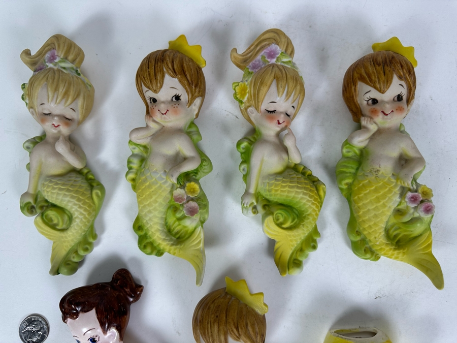 Seven Vintage Mermaids Ceramic Wall Decor 8'H [Photo 5]