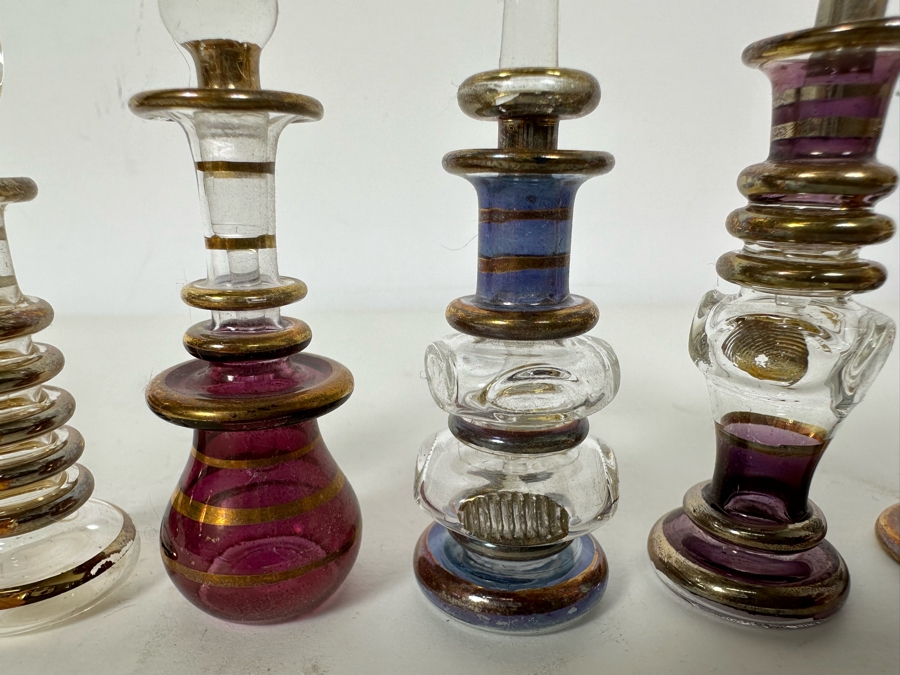 Five Vintage Miniature Handblown Egyptian Glass Perfume Bottles 4'H [Photo 5]