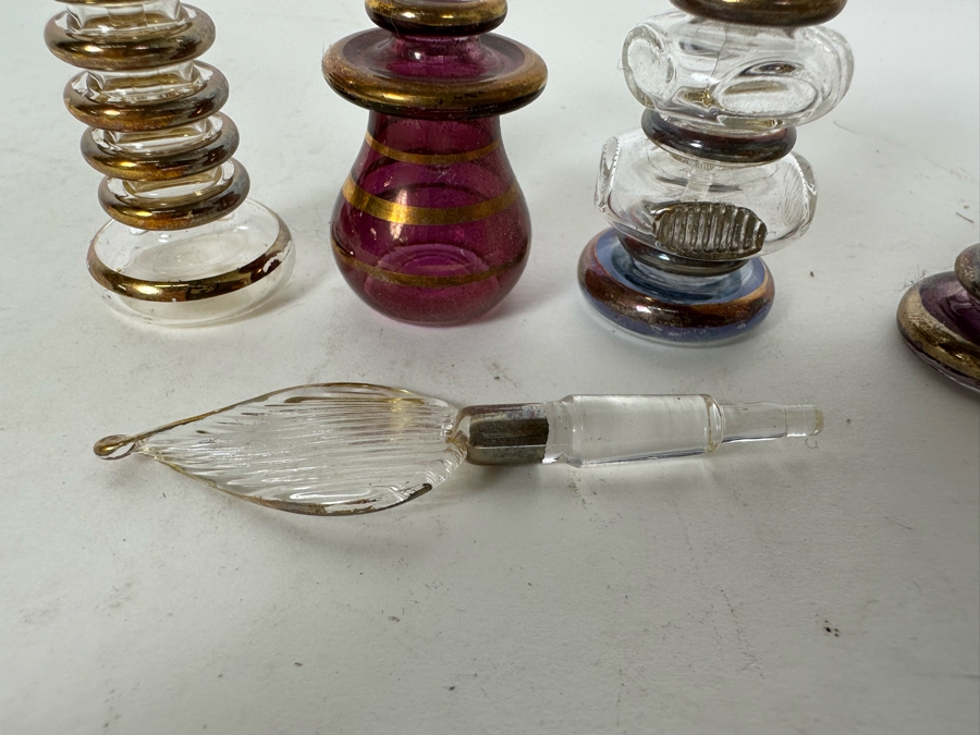 Five Vintage Miniature Handblown Egyptian Glass Perfume Bottles 4'H [Photo 7]