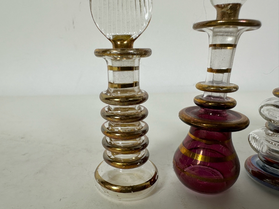 Five Vintage Miniature Handblown Egyptian Glass Perfume Bottles 4'H [Photo 4]