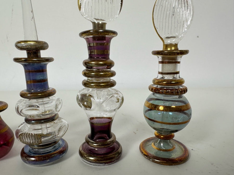 Five Vintage Miniature Handblown Egyptian Glass Perfume Bottles 4'H [Photo 6]