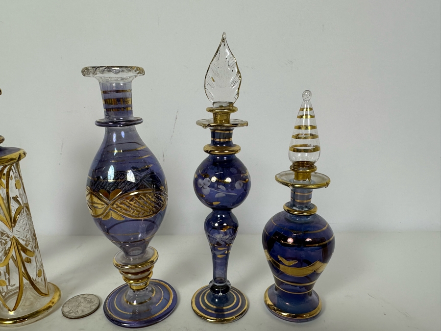 Five Vintage Handblown Egyptian Glass Perfume Bottles 8'H [Photo 6]