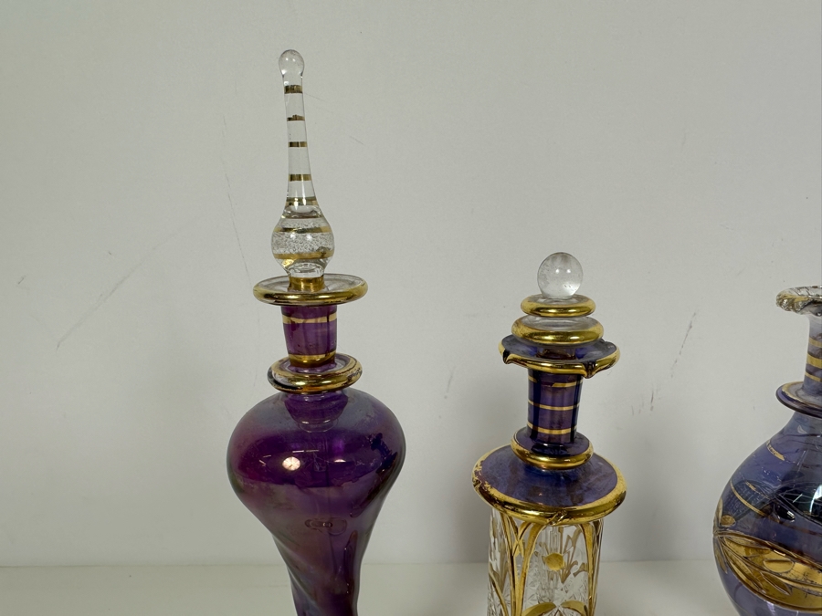 Five Vintage Handblown Egyptian Glass Perfume Bottles 8'H [Photo 3]