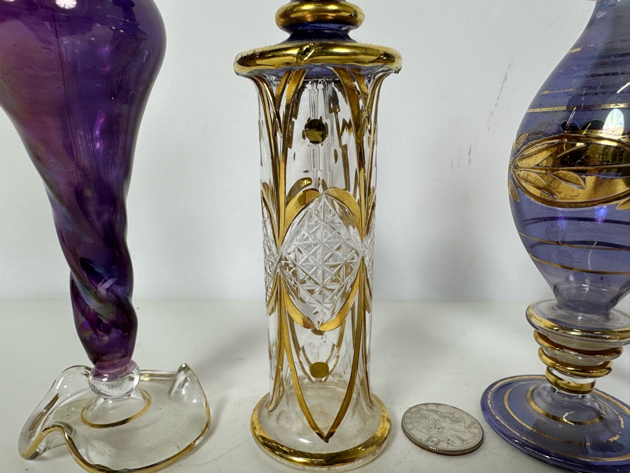 Five Vintage Handblown Egyptian Glass Perfume Bottles 8'H [Photo 4]