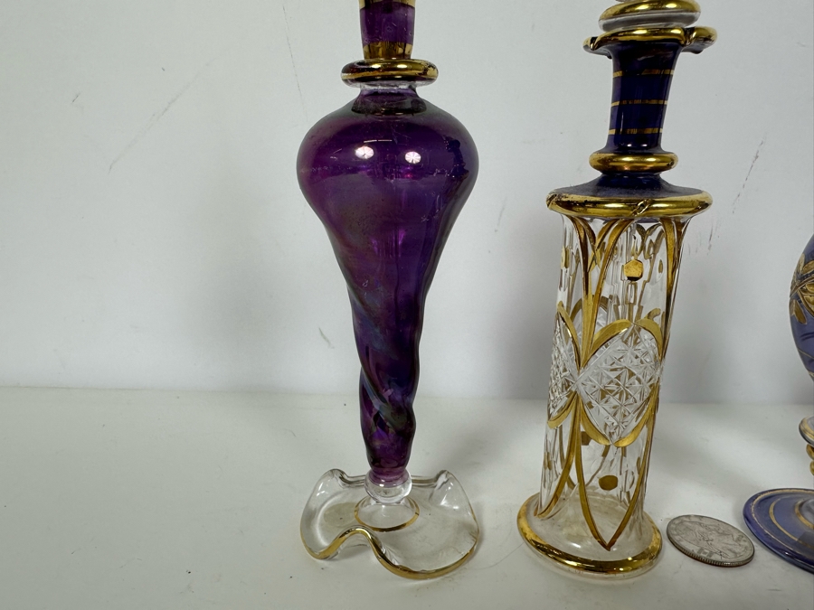 Five Vintage Handblown Egyptian Glass Perfume Bottles 8'H [Photo 2]