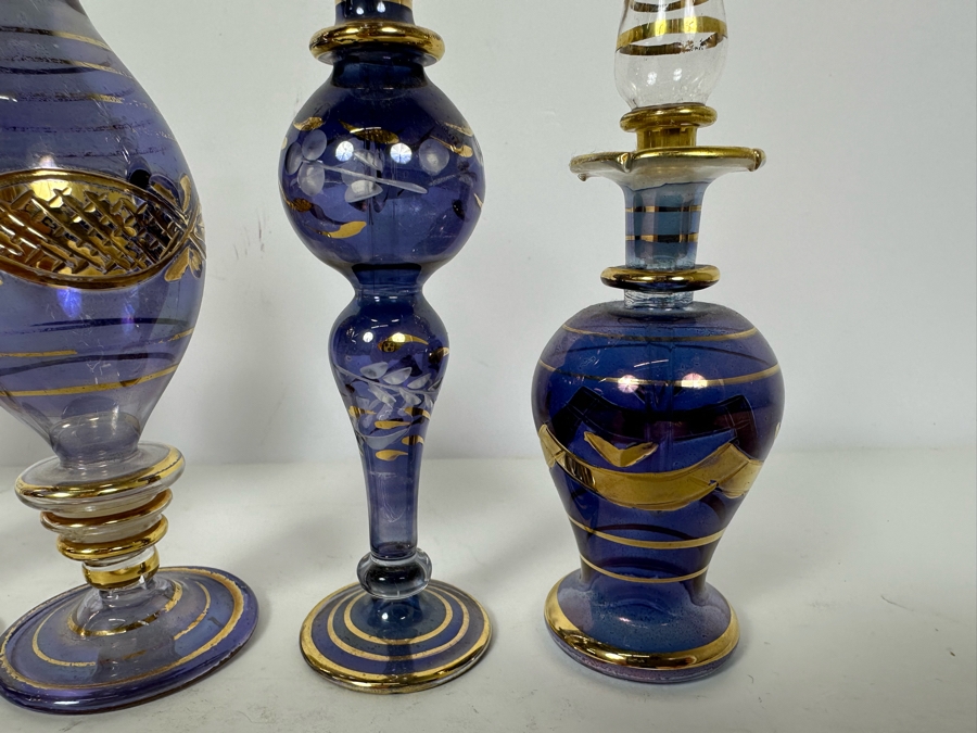 Five Vintage Handblown Egyptian Glass Perfume Bottles 8'H [Photo 7]