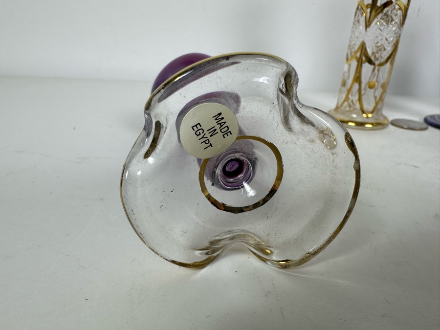Five Vintage Handblown Egyptian Glass Perfume Bottles 8'H [Photo 9]