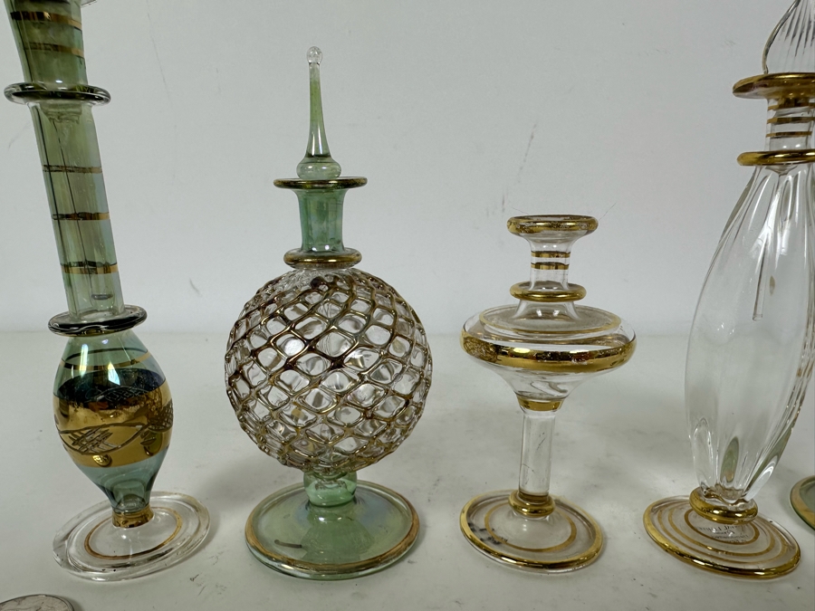 Six Vintage Handblown Egyptian Glass Perfume Bottles 7'H [Photo 6]