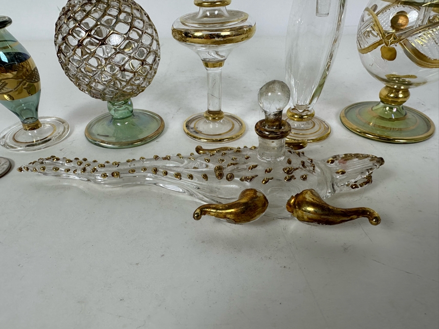Six Vintage Handblown Egyptian Glass Perfume Bottles 7'H [Photo 2]