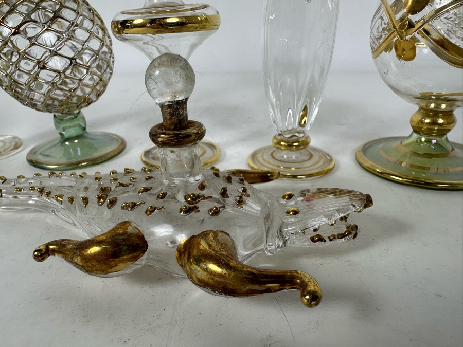 Six Vintage Handblown Egyptian Glass Perfume Bottles 7'H [Photo 3]